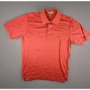 Peter Millar Polo Shirt Mens L Orange Golf Short Sleeve Cotton Classic Fit